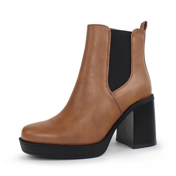 NIB Hawkwell  Platform Side Zipper Chelsea Boots Chunky High Heel Square Toe SZ - Picture 1 of 1
